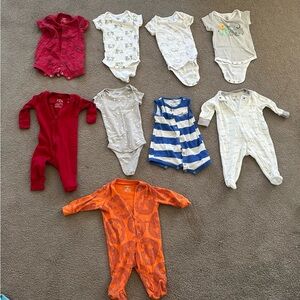 Baby Boy 3-6M Bundle – 9 Pieces | Sleepers & Onesies | EUC